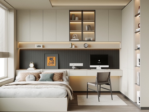 现代榻榻米卧室su模型