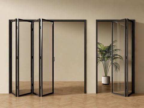 现代折叠门 玻璃折叠门 折叠门 折叠玻璃门su模型