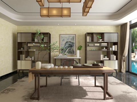  新中式茶室 茶室 中式茶室3d模型 