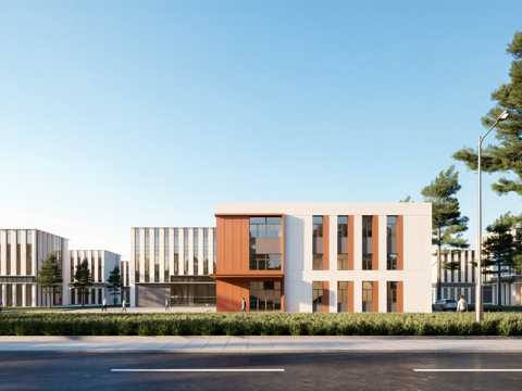 多层厂房 现代产业园 多层办公 厂房 产业园 办公楼su模型