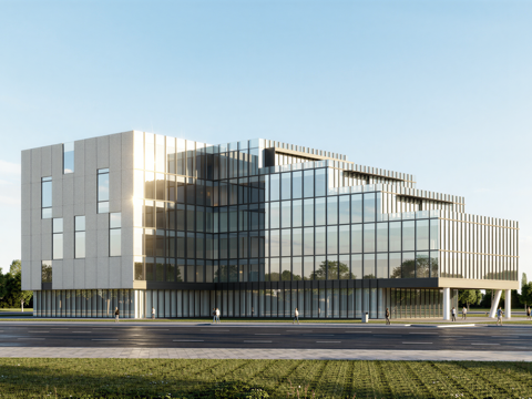 多层办公楼 现代产业园 多层办公 厂房 产业园 办公楼su模型