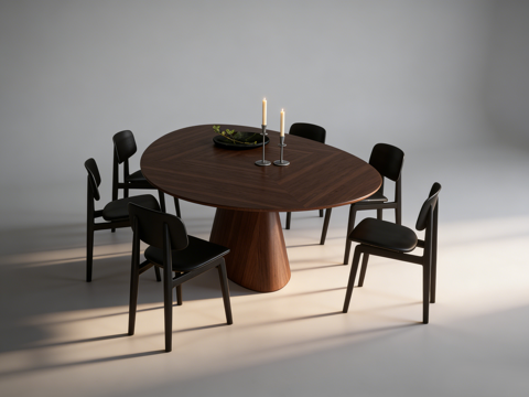 中古风书桌餐桌su模型