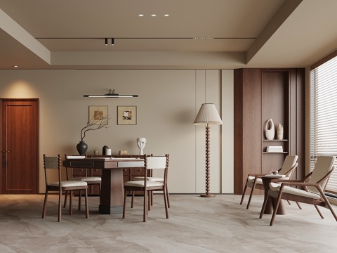 中古风棋牌室 麻将桌 边柜3d模型