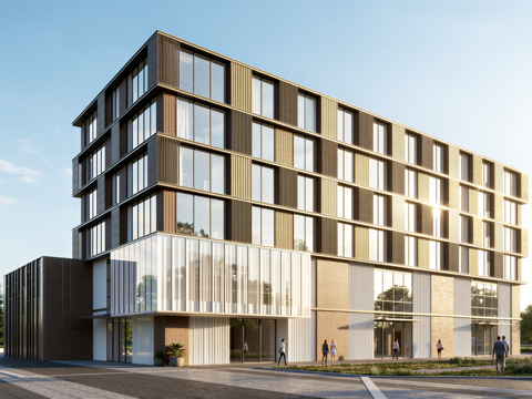 多层办公楼 现代产业园 多层办公 厂房 产业园 办公楼su模型