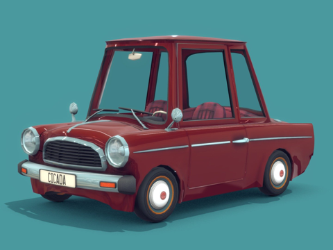 蝉复古卡通车su模型