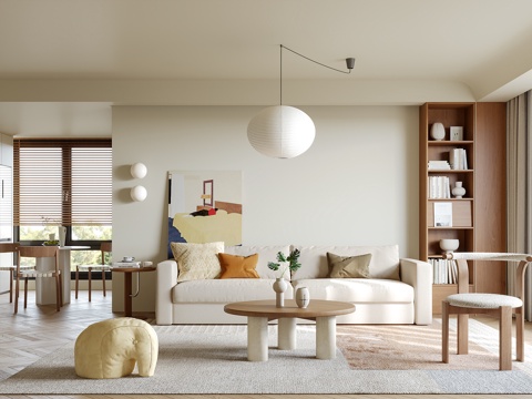 侘寂风客餐厅su模型