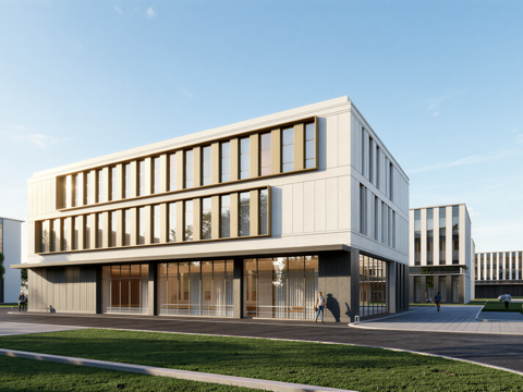 多层厂房 现代产业园 多层办公 厂房 产业园 办公楼su模型