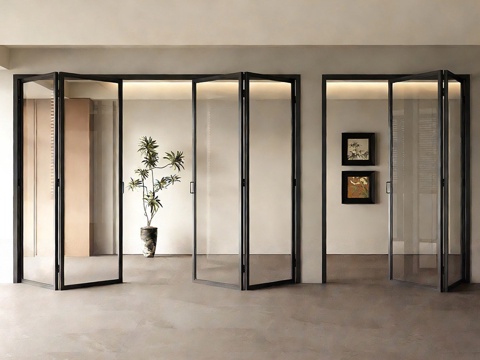 现代折叠门 折叠门 玻璃折叠门 阳台折叠门su模型