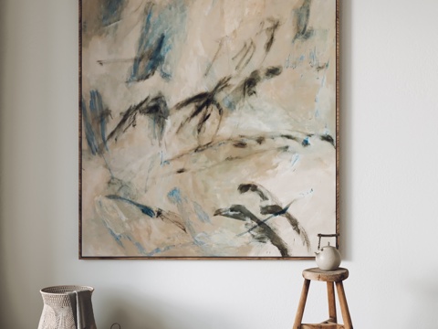 现代挂画 装饰画 客厅挂画 玄关挂画 卧室挂画 凳子3d模型