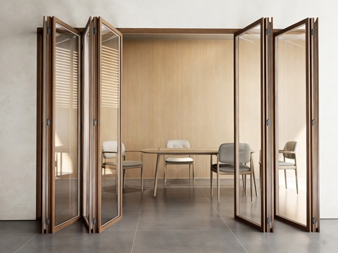 美式折叠门 玻璃折叠门su模型