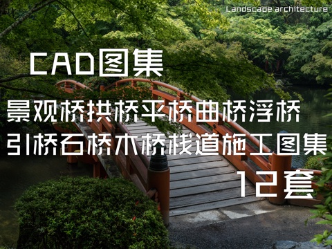 景观桥拱桥平桥曲桥浮桥引桥石桥木桥栈道CAD施工图集 12套cad施工图