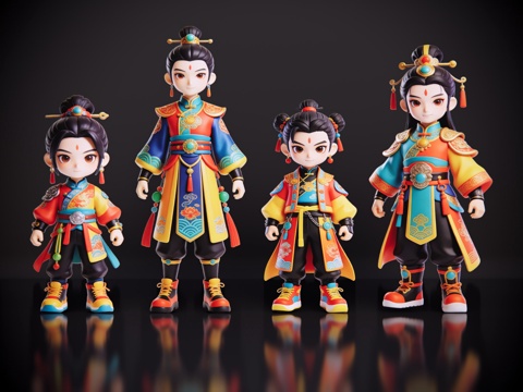 2D国潮手办 国潮公仔 国潮形象公仔 民俗活动 非物质文化遗su模型
