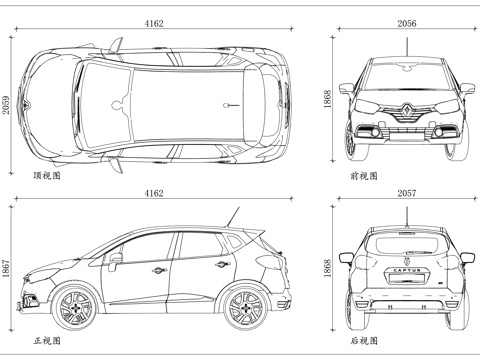 雷诺车型 雷诺越野车型 雷诺都市  雷诺家用  雷诺跨界cad施工图