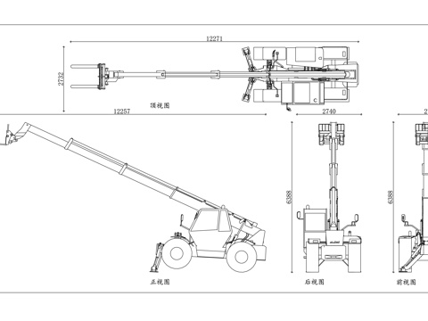 伸缩臂叉车 高空叉装机 越野伸缩叉车 臂式升降叉车cad施工图