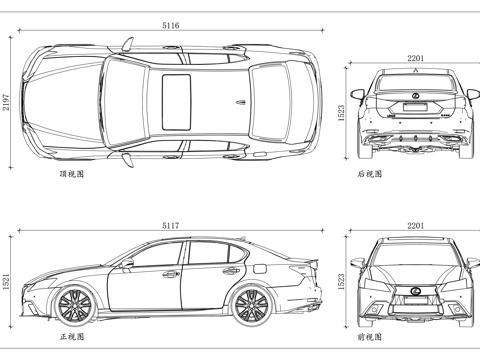 凌志豪华轿车 雷克萨斯轿车 凌志旗舰轿车 雷克萨斯豪车 凌志cad施工图