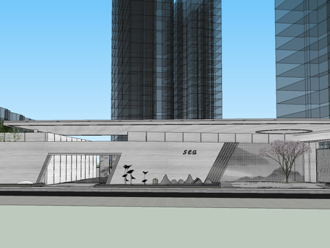 新中式住区大门su模型