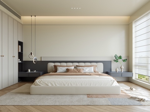 现代意式卧室su模型