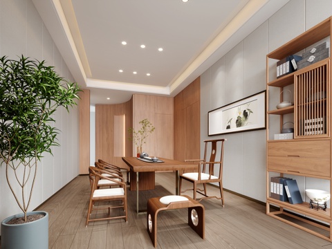 新中式茶室su模型