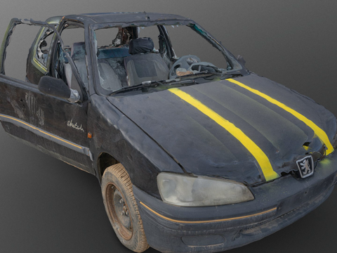 黑色汽车残骸su模型