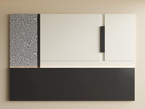 现代床头背景墙 极简卧室背景墙su模型