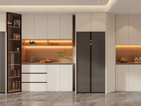 现代酒柜 冰箱酒柜 冰箱柜 开放格酒柜su模型