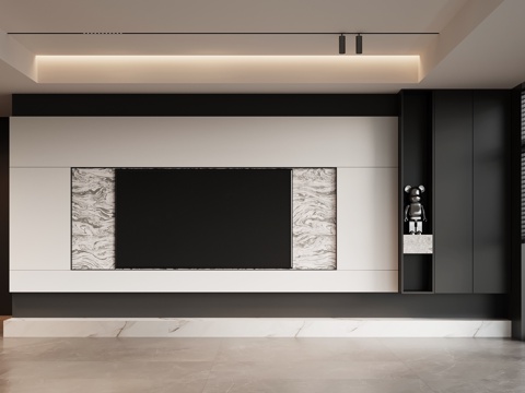 现代意式电视背景墙su模型