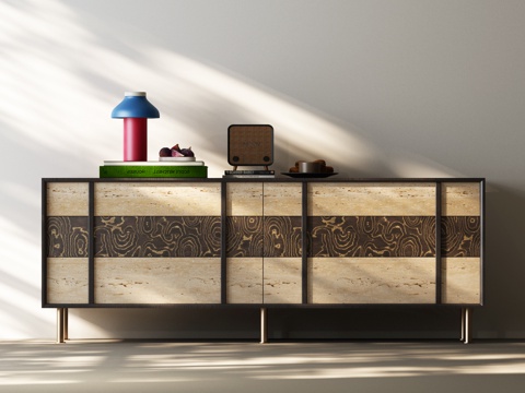 现代玄关柜 现代中古边柜 现代中古玄关柜 台灯 音响 现代中su模型