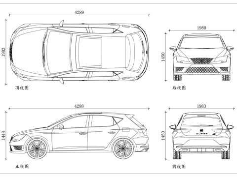 大众西雅特 西亚特汽车 大众系西雅特 西班牙西亚特 西亚特轿cad施工图
