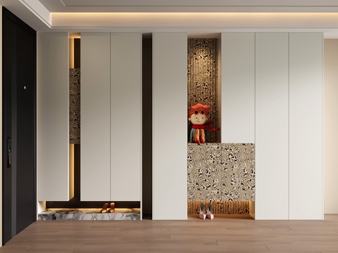 现代入户玄关鞋柜 隔断柜 玄关柜su模型