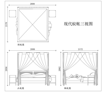 双人蚊帐 大床蚊帐 双人床帐 双人纱帐 大床床帐cad施工图