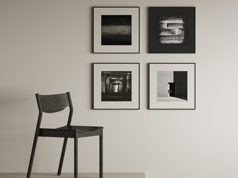 现代黑白挂画su模型