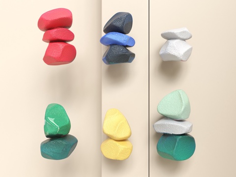 石头小品 石头摆件 彩色石头雕塑 石头装饰品 景观石头 小品su模型