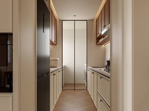 中古风厨房su模型