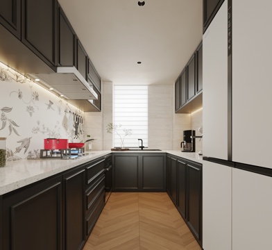 中古风厨房su模型