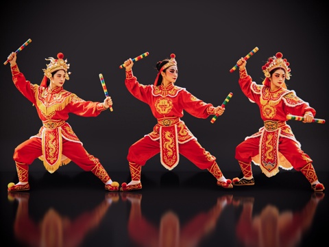 2D英歌舞人物 国潮英歌舞 英歌舞 非遗传承活动 非遗人物su模型