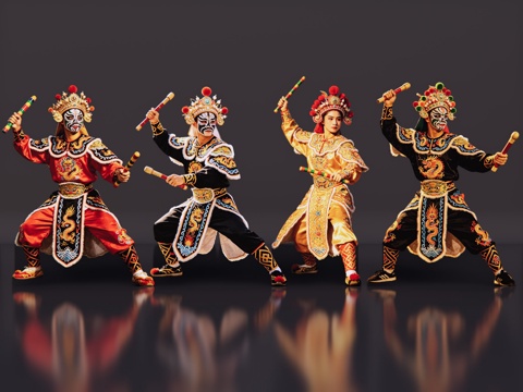 2D英歌舞人物 国潮英歌舞 英歌舞 非遗传承活动 非遗人物su模型