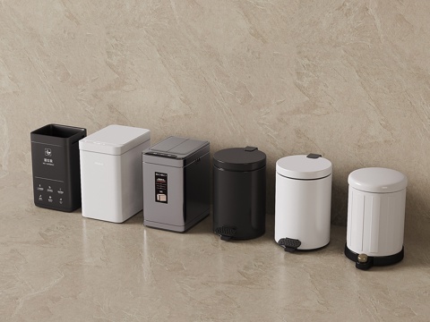 现代家用垃圾桶 垃圾篓 纸篓 卫生间防臭su模型