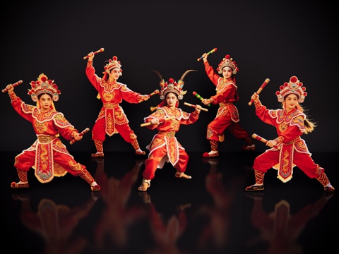 2D英歌舞人物 国潮英歌舞 英歌舞 非遗传承活动 非遗人物su模型