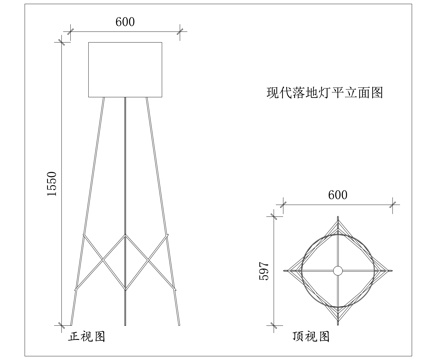 简约落地灯 轻奢立地灯 北欧立式灯 极简落地灯 时尚立灯cad施工图