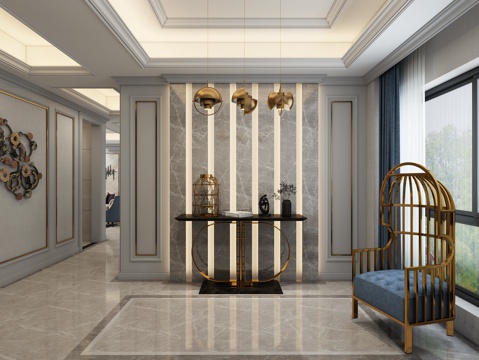  简欧门厅玄关过道3d模型 