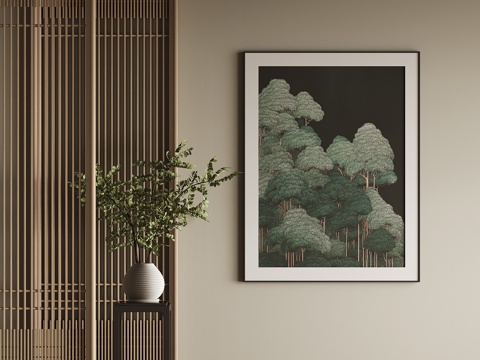 新中式挂画su模型