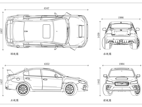 速霸陆 富士重工 扫把佬 富士车 星团车cad施工图