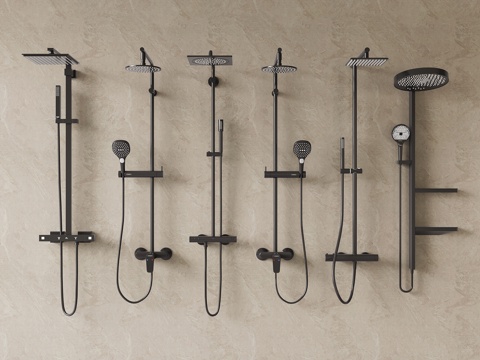 现代淋雨 花洒 淋浴花洒su模型