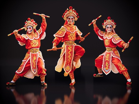 2D英歌舞人物 国潮英歌舞 英歌舞 非遗传承活动 非遗人物su模型