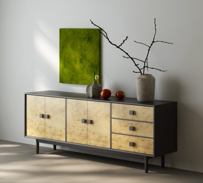 现代中古餐边柜 现代中古玄关柜 边柜 斗柜 装饰柜 现代中古su模型