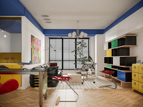 现代公寓 包豪斯客厅 中古公寓 沙发组合su模型