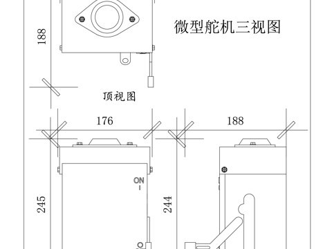 小舵机 迷你舵机 微型伺服器 小型伺服机 微形舵机cad施工图