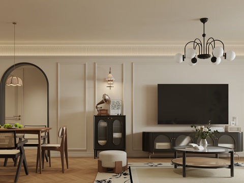 中古风客餐厅su模型