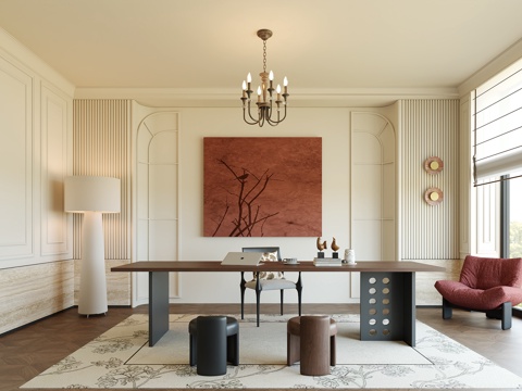 法式中古风书房su模型