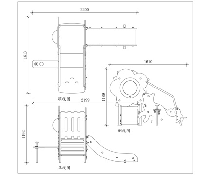 室内儿童滑梯 乐园组合滑梯 室内游乐滑梯 童趣滑梯设施cad施工图